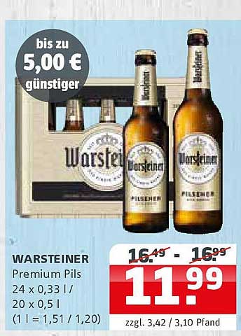 WARSTEINER Premium Pils 24 x 0,33 l / 20 x 0,5 l