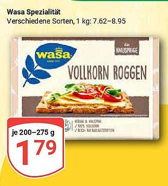 Wasa Spezialität Vollkorn Roggen - 200-275 g für nur 1,79 €