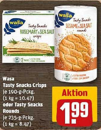 Wasa Tasty Snacks - Knusprige Snacks mit Meersalz und Rosmarin