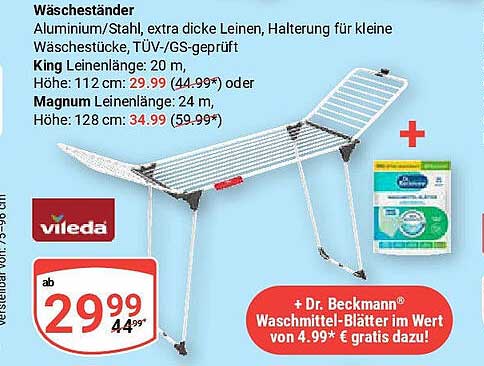Wäscheständer Aluminium/ Stahl - extra dicke Leinen, Halterung für kleine Wäschestücke, TÜV/GS-geprüft