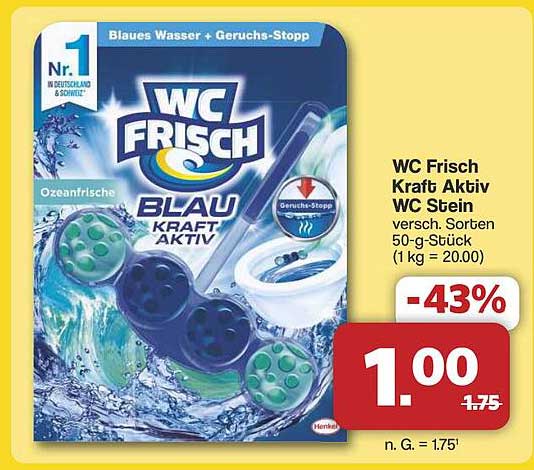 WC Frisch Kraft Aktiv WC Stein - Ozeanfrische 50-g-Stück