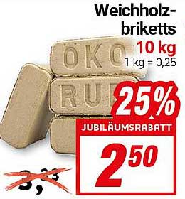 Weichholzbriketts 10 kg - Jubiläumsangebot