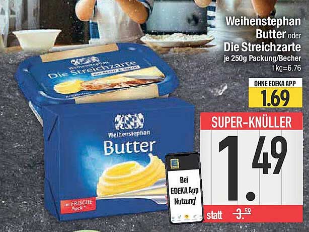 Weihenstephan Butter oder Die Streichzarte je 250g Packung/Becher