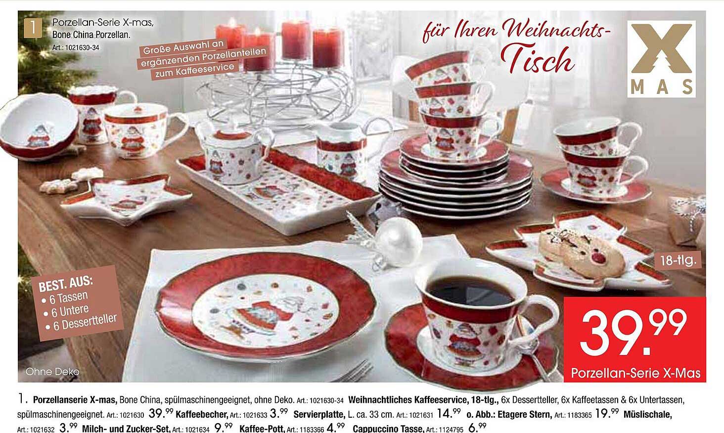 Weihnachtliches Kaffeeservice, 18-tlg.