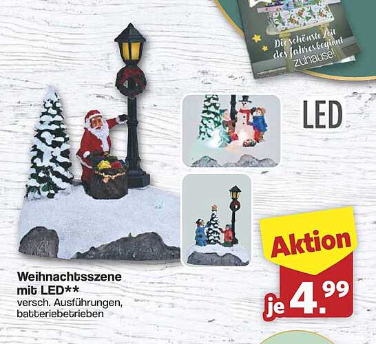 Weihnachtsszene mit LED, verschiedene Ausführungen, batteriebetrieben