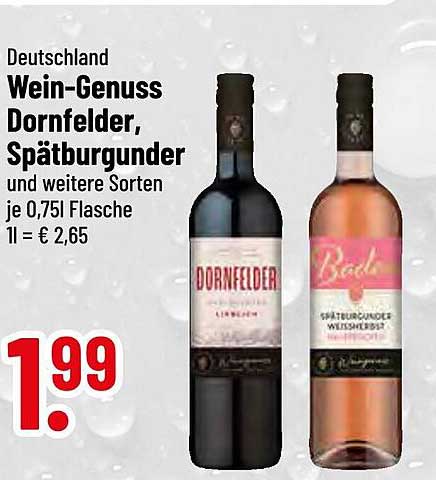Wein-Genuss Dornfelder, Spätburgunder und weitere Sorten je 0,75l Flasche