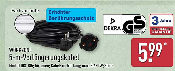 WORKZONE 5-m-Verlängerungskabel