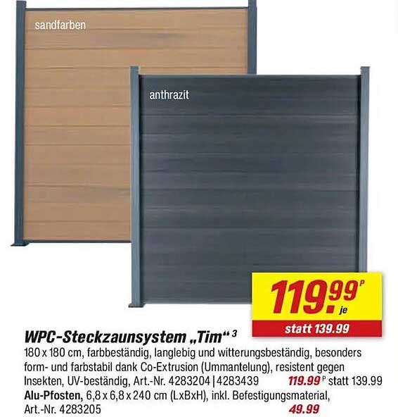 WPC-Steckzaunsystem „Tim“