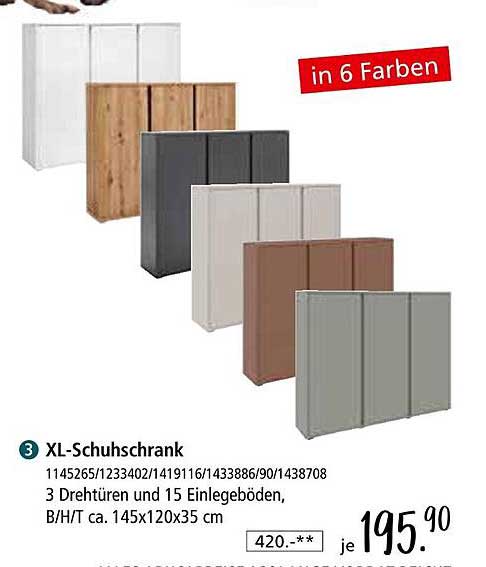 XL-Schuhschrank in 6 Farben