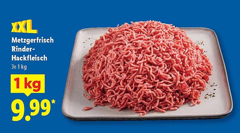 XXL Metzgerfrisch Rinder-Hackfleisch Je 1 kg
