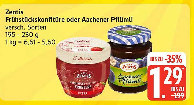 Zentis Frühstücks-konfitüre oder Aachener Pflümli 195 - 230 g
