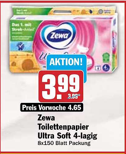 Zewa Toilettenpapier Ultra Soft 4-lagig 8x150 Blatt Packung