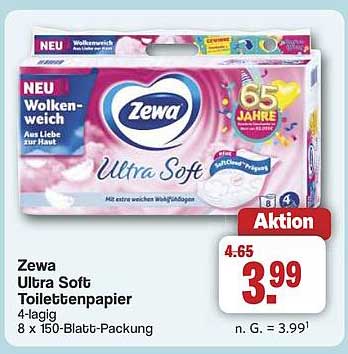 Zewa Ultra Soft Toilettenpapier 4-lagig, 8 x 150-Blatt-Packung