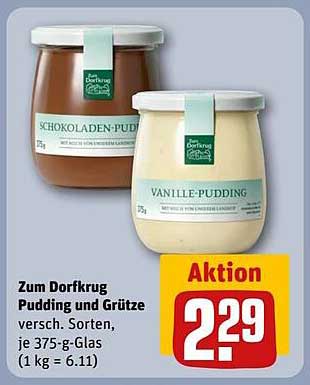 Zum Dorfkrug Pudding und Grütze - verschiedene Sorten, 375-g-Glas für nur 2,29 €