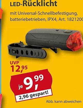 LED-Rücklichter mit Universal-Schnellbefestigung, batterie betrieben, IPX4, Art 1821200