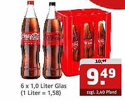 6 x 1,0 Liter Coca-Cola Glasflaschen