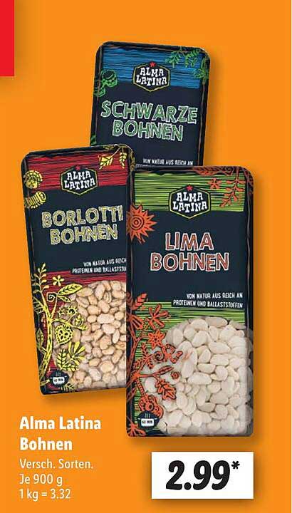 Alma Latina Bohnen – Verschiedene Sorten 900 g