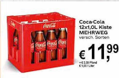 Coca-Cola 12x1,0L Kiste MEHRWEG - Verschiedene Sorten
