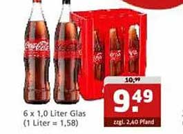 Coca-Cola 6 x 1,0 Liter Glas
