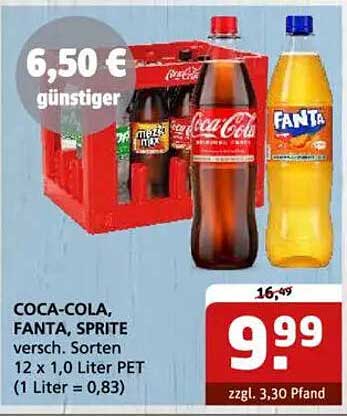 Coca-Cola, Fanta, Sprite 12 x 1,0 Liter PET