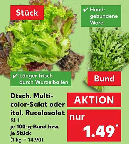 Dt. Multicolor-Salat oder ital. Rucolasalat AKTION nur 1,49
