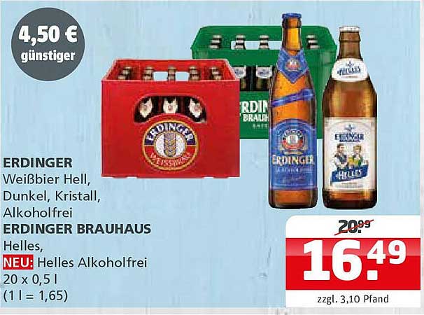 Erdinger Brauhaus Helles, Alkoholfrei 20 x 0,5 l