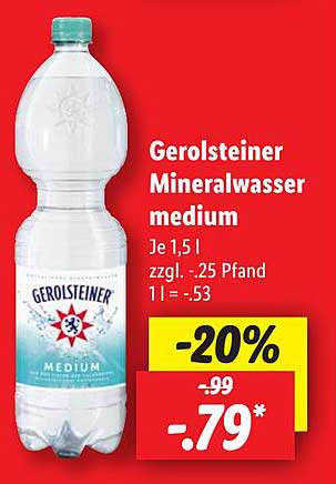 Gerolsteiner Mineralwasser medium 1,5 l