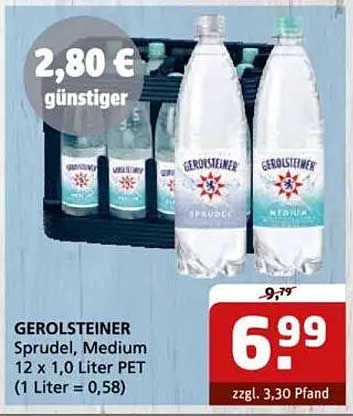 GEROLSTINER Sprudel, Medium 12 x 1,0 Liter PET