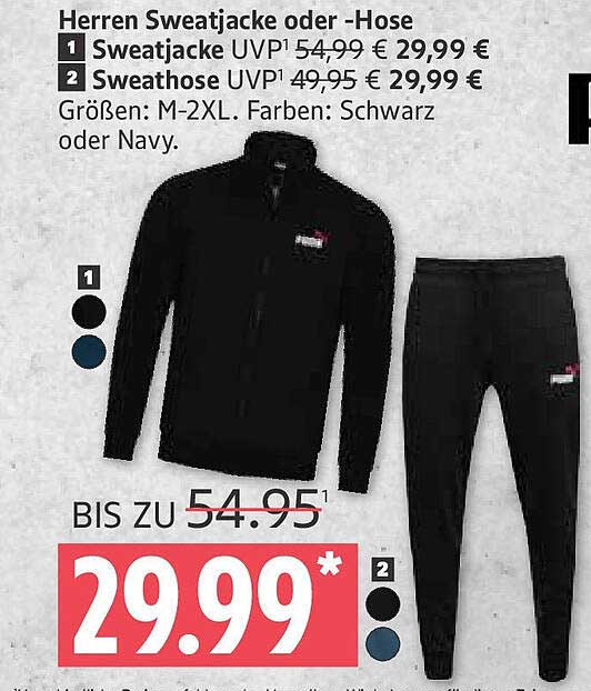 Herren Sweatjacke oder -Hose für nur 29,99 €
