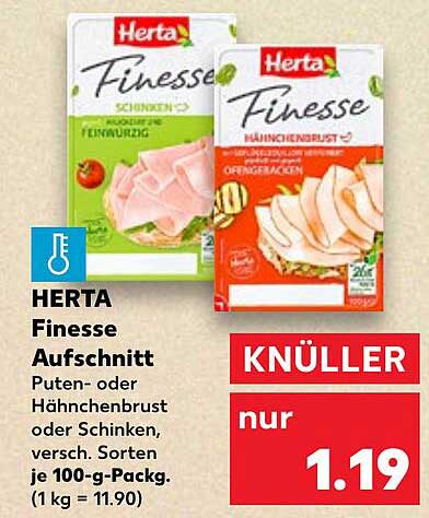 HERTA Finesse Aufschnitt – Puten- oder Hähnchenbrust und Schinken