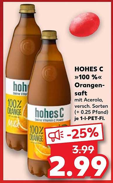 HOHES C »100 %« Orangensaft mit Acerola, verschiedene Sorten