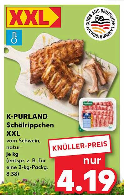 K-PURLAND Schälrippchen XXL vom Schwein, natur