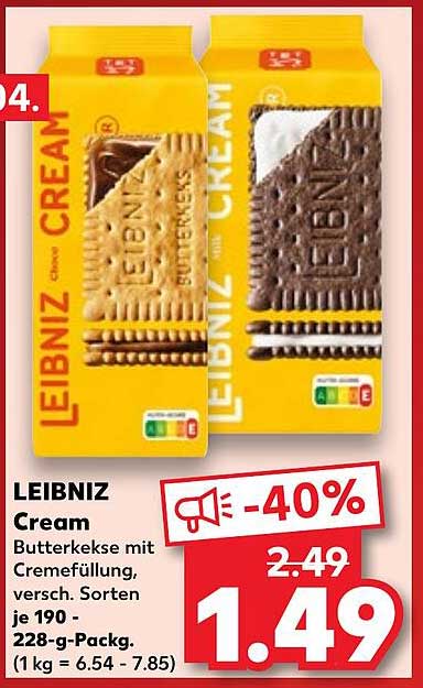 LEIBNIZ Cream Butterkekse mit Crèmefüllung, versch. Sorten