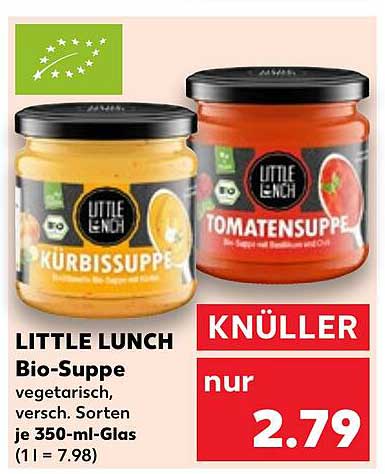 LITTLE LUNCH Bio-Suppe - Kürbissuppe und Tomatensuppe je 350-ml-Glas