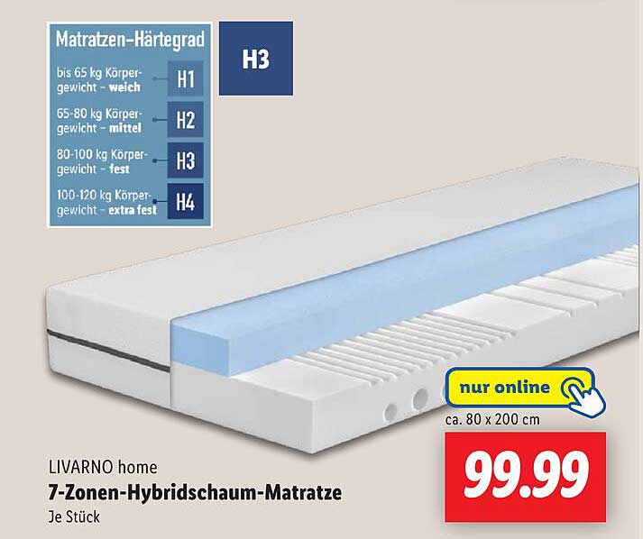 LIVARNO home 7-Zonen-Hybridschaum-Matratze