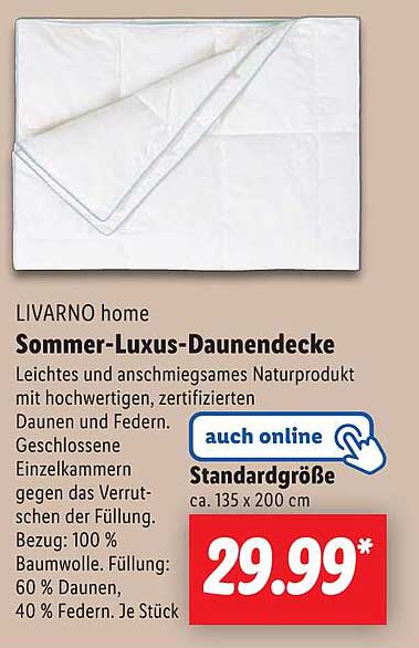 LIVARNO home Sommer-Luxus-Daunendecke