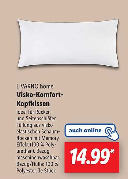 LIVARNO home Visko-Komfort-Kopfkissen