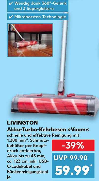LIVINGTON Akku-Turbo-Kehrbesen »Voom«