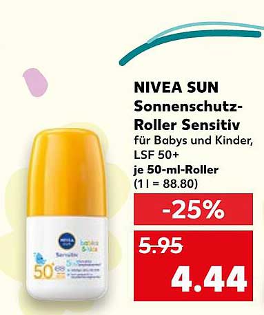 NIVEA SUN Sonnenschutz-Roller Sensitiv für Babys und Kinder, LSF 50+