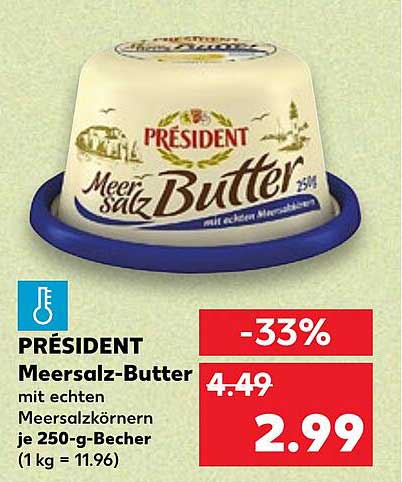 PRÉSIDENT Meersalz-Butter mit echten Meersalzkörnern