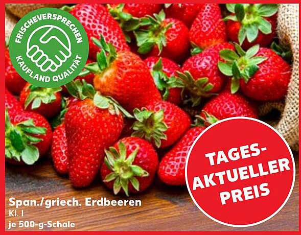 Span./griech. Erdbeeren K.1 je 500-g-Schale