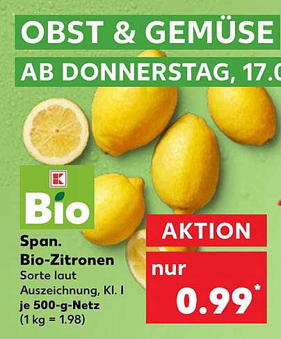 Spanische Bio-Zitronen im 500-g-Netz