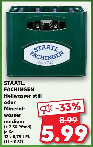 STAATL. FACHINGEN Heilwasser still oder Mineralwasser medium