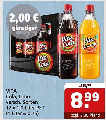 VITA Cola und Limo - 12 x 1,0 Liter PET