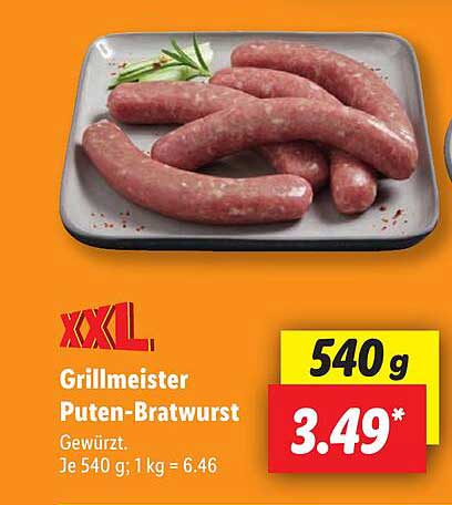 XXL Grillmeister Puten-Bratwurst 540 g