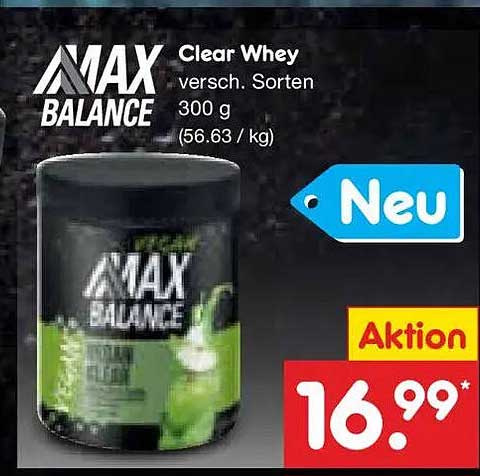 MAX BALANCE Clear Whey versch. Sorten 300 g