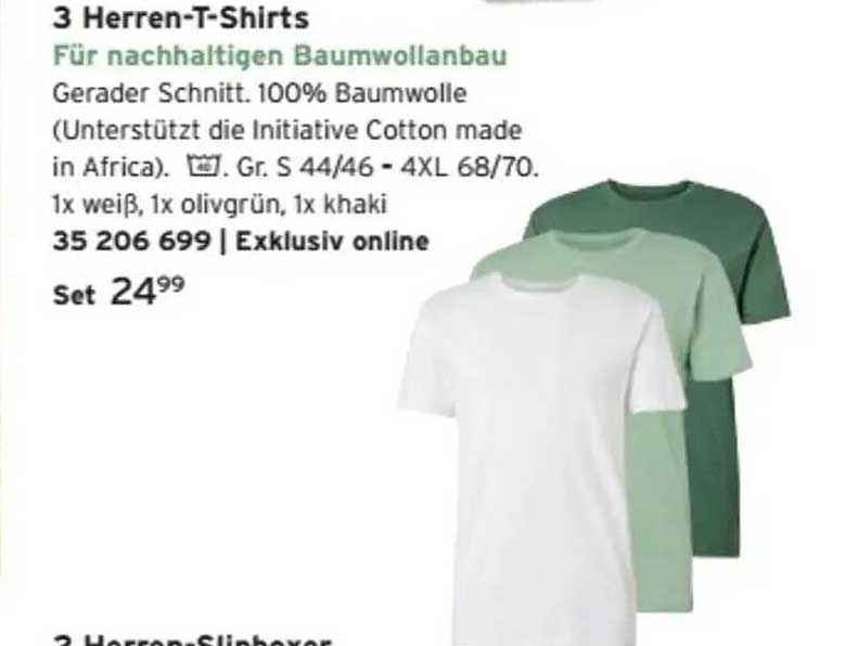 3 Herren-T-Shirts für nachhaltigen Baumwollanbau