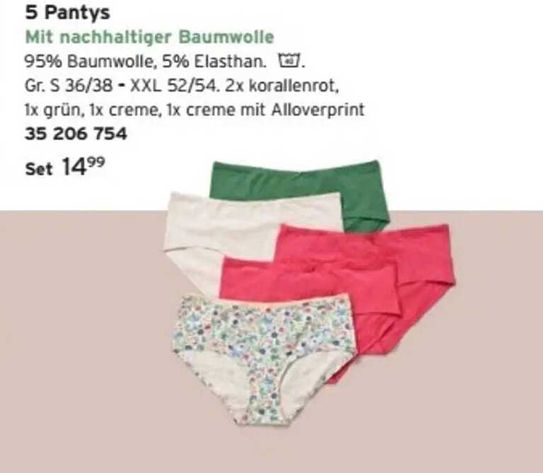 5 Pantys aus nachhaltiger Baumwolle
