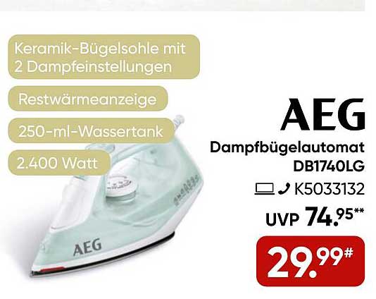 AEG Dampf Bügeleisen DB1740LG