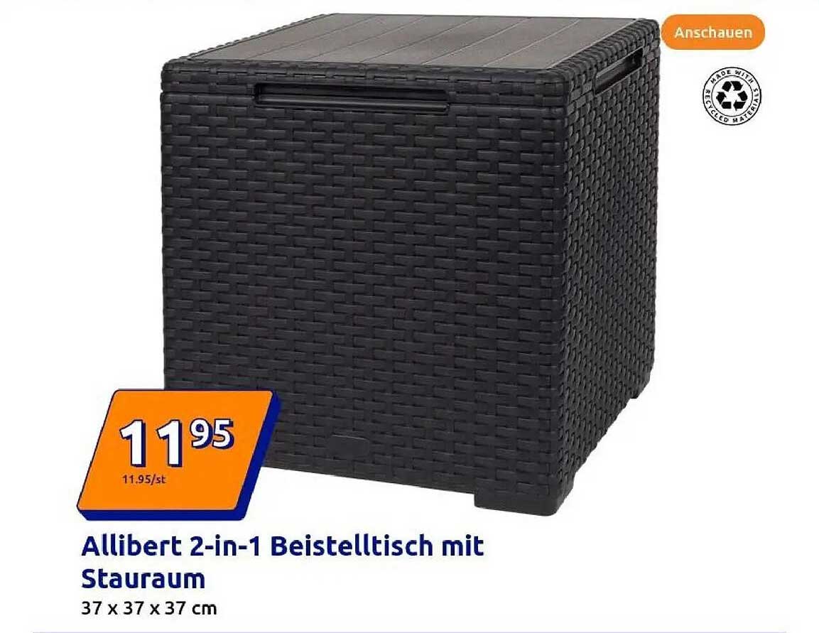 Allibert 2-in-1 Beistelltisch mit Stauraum